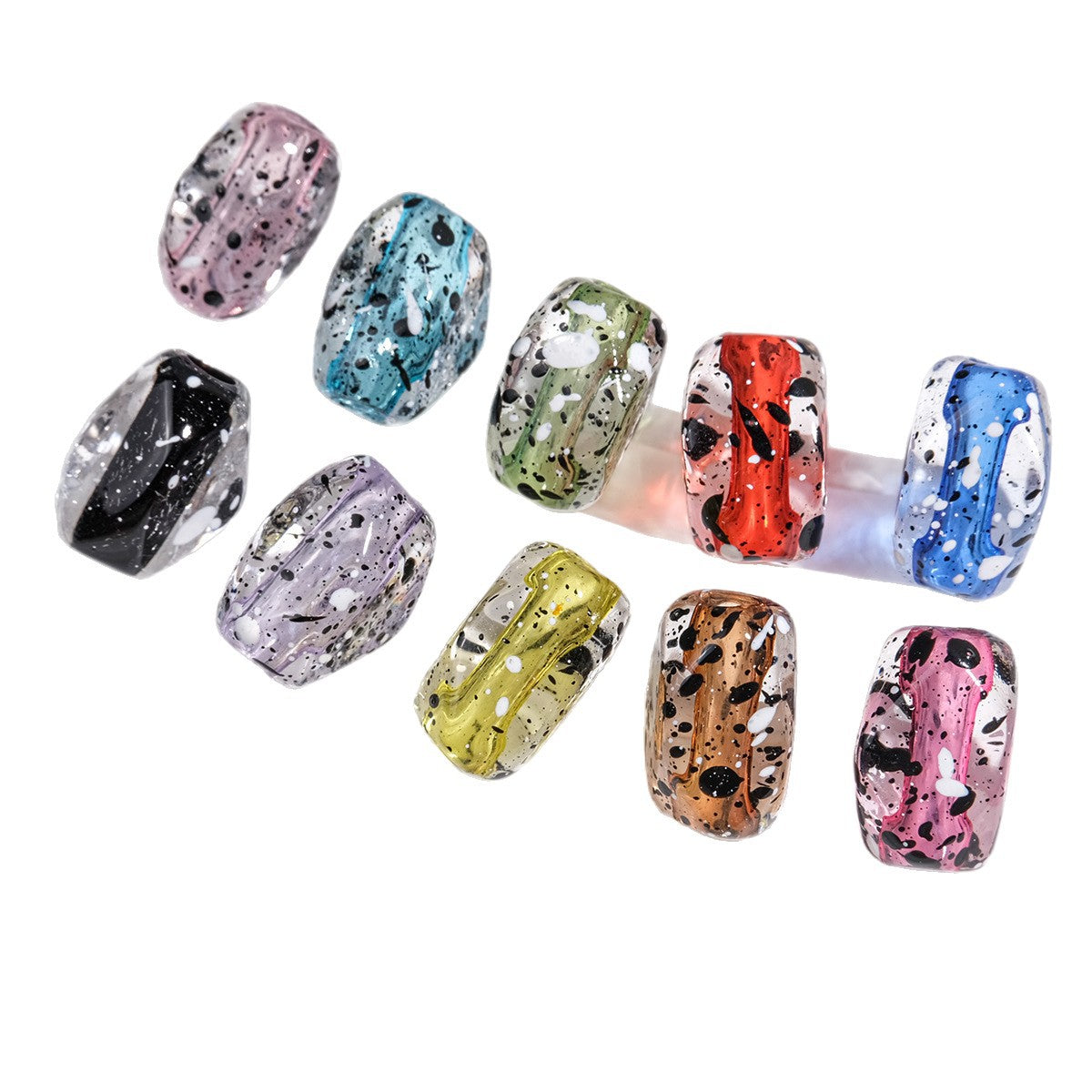 Transparent Rectangular Acrylic Beads 20mm Dyed Core Splash Ink 50pcs 3