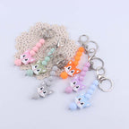 Silicone Cartoon Civet Cat Beaded Keychain Pastel Colors 2