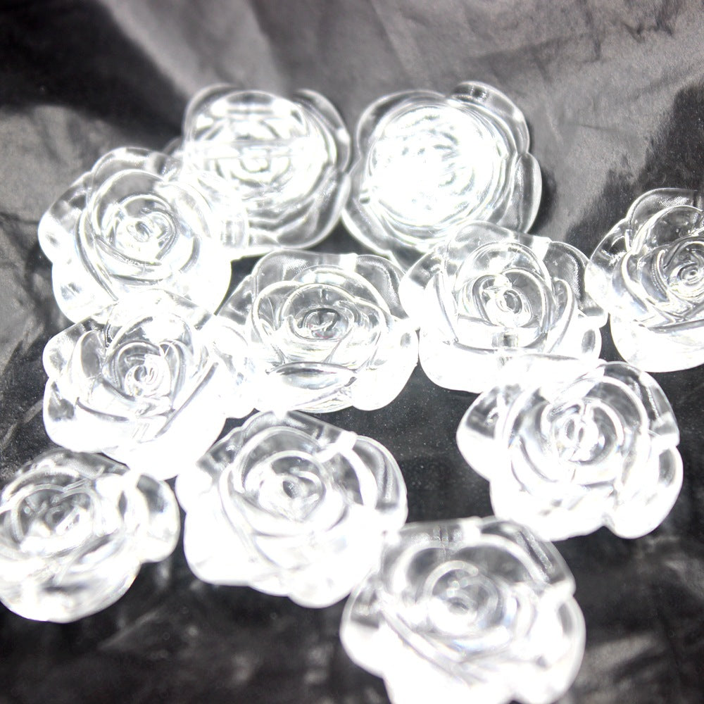 Transparent Camellia Acrylic Beads 12mm 19mm Iridescent AB 50pcs 14