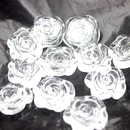 Transparent Camellia Acrylic Beads 12mm 19mm Iridescent AB 50pcs 14