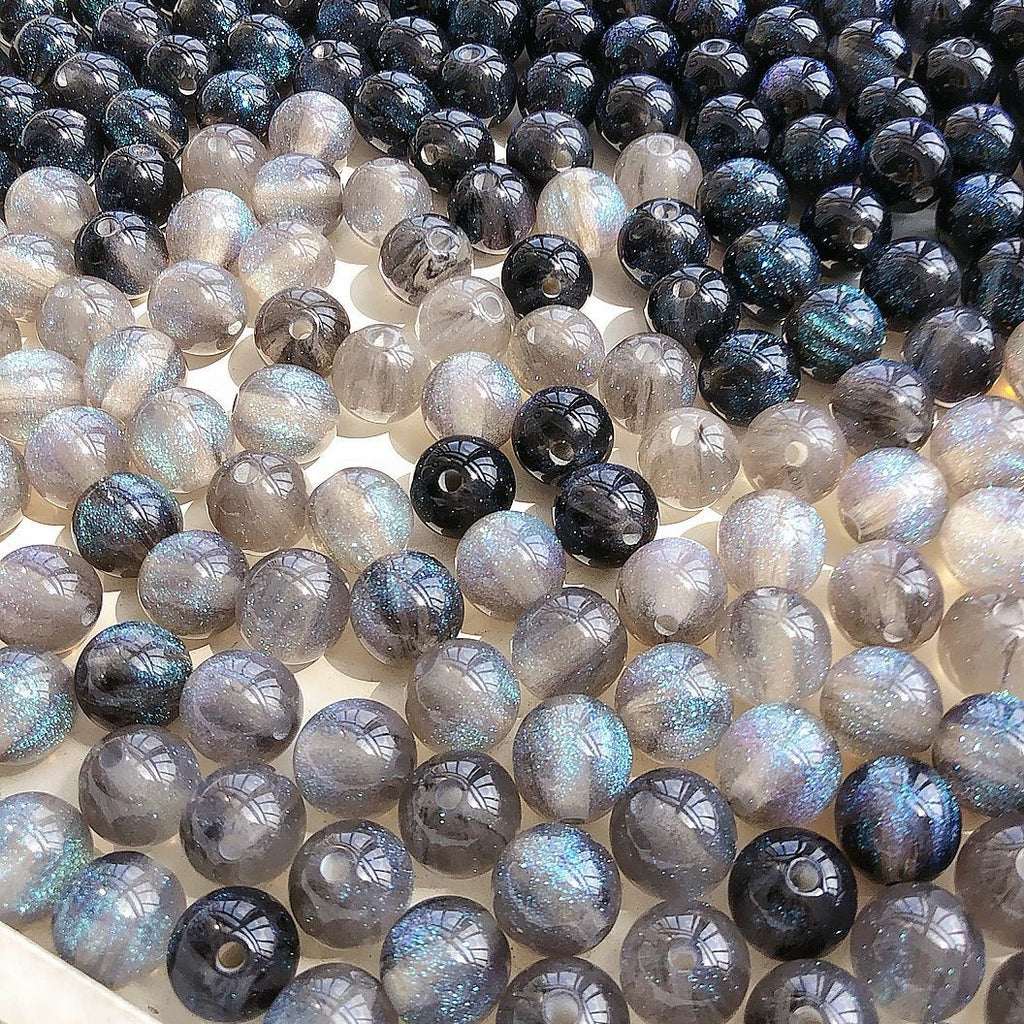 Galaxy Series Resin Beads 10mm Blue Glitter Powder 30pcs 2