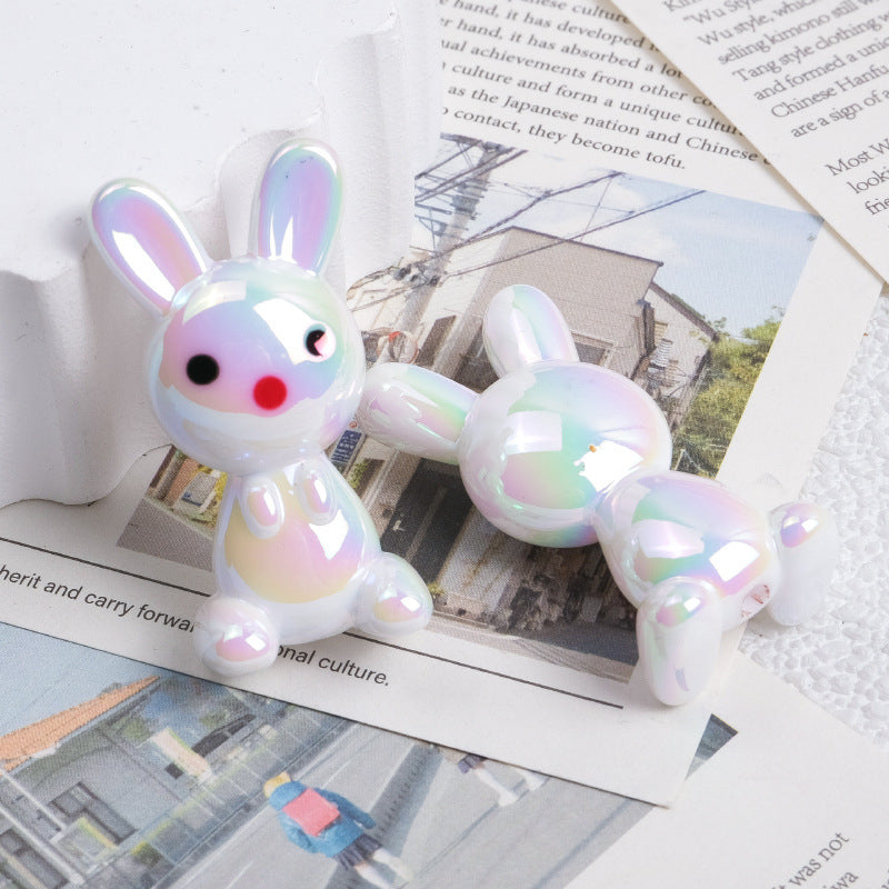 Plating Rabbit Acrylic Beads 38mm Dual Color Glossy 10pcs 3