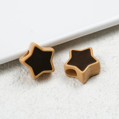 Painted Star Acrylic Beads 16mm Two-Color Enamel Glossy 20pcs 6