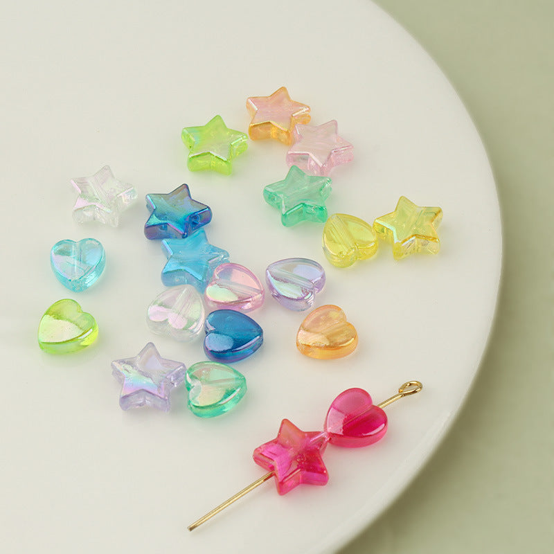 Transparent Heart Star Acrylic Beads 9mm 11mm Fantasy Colors 1pc 7