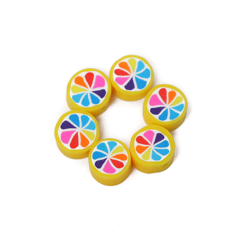Flat Clay Beads 9mm Colorful Orange Slice Polymer 100pcs 4
