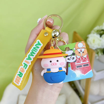 Resin Animal Farm Dog Keychain Silicone Cute Chubby Design 5