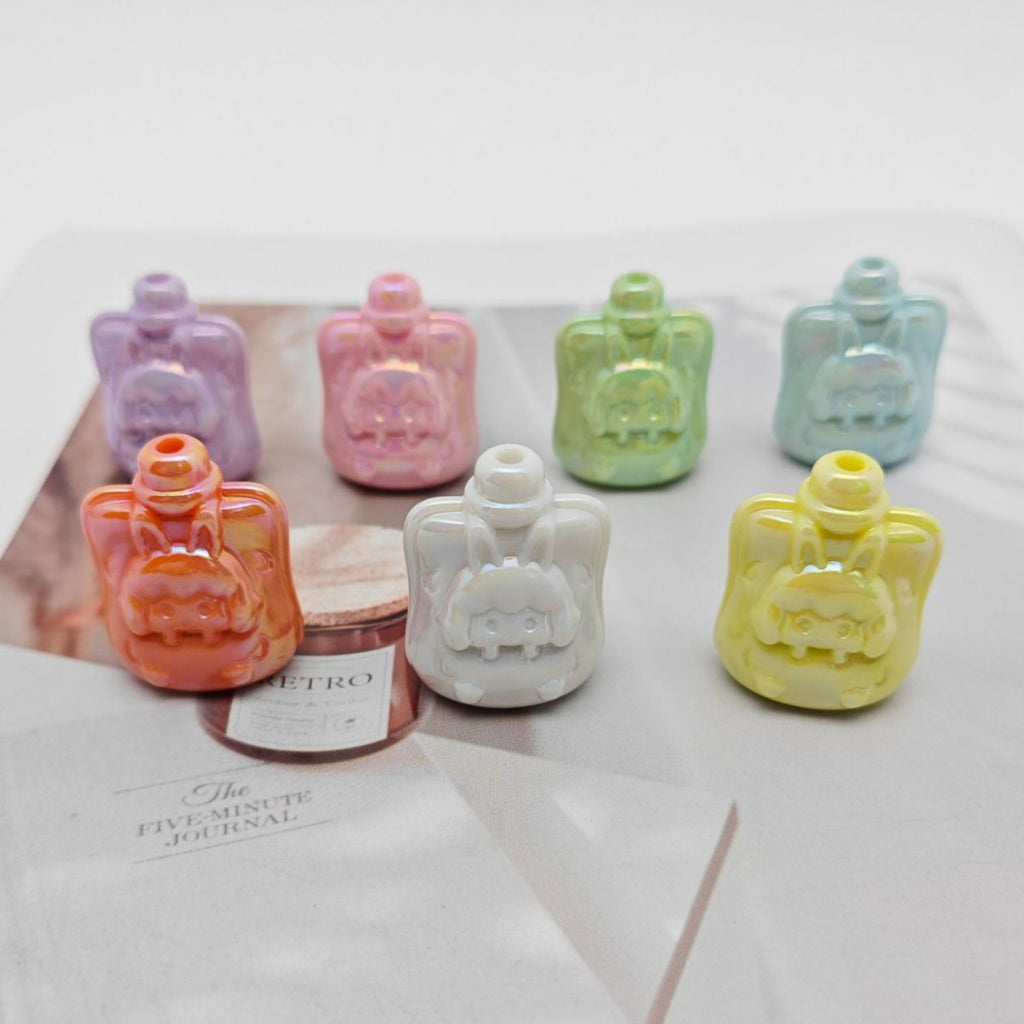 UV Plating Sucking Jelly Acrylic Beads 32mm Glossy Pastel Smile 50pcs 4