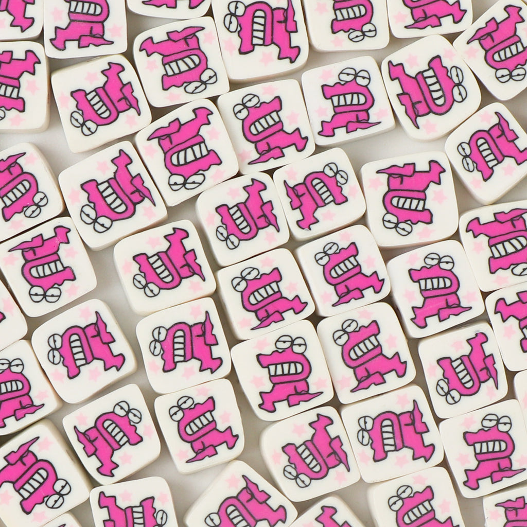 Square Clay Beads 9mm Pink Cartoon Waniyama-San 100pcs 6