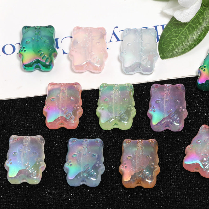 Glow In The Dark Biscuit Bear Acrylic Beads 24mm Pastel Iridescent 50pcs 3
