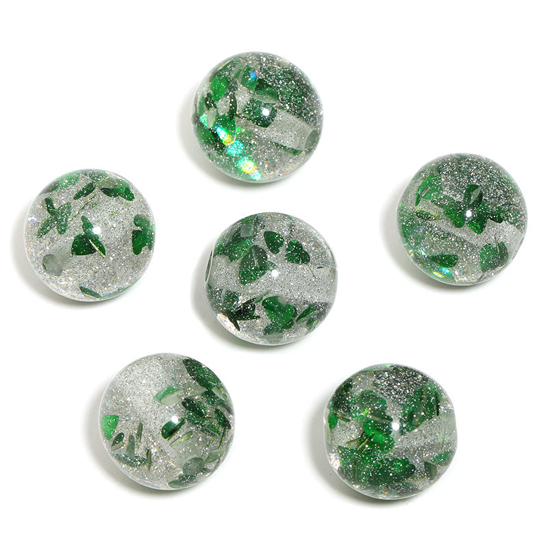 Shimmer Glitter Filled Resin Beads 16mm Round Autumn Leaf 50pcs 18