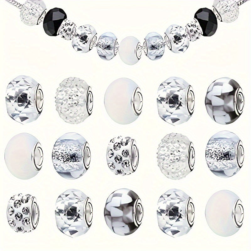 Resin Acrylic Spacer Beads White Tone Textured 30pcs