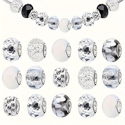 Resin Acrylic Spacer Beads White Tone Textured 30pcs
