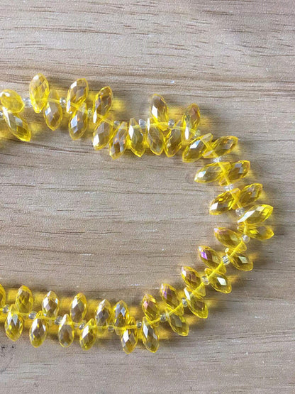 Water Drop Electroplated Glass Beads 6x12mm Transparent Faceted 95pcs 20