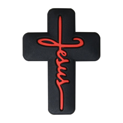 Silicone Focal Beads Jesus Cross Black White Script Text 20pcs 14