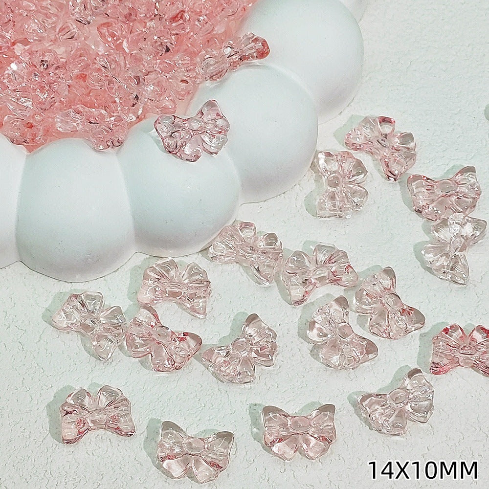 Sweet Bow Glass Beads 14mm Transparent Pastel Mixed Colors 50pcs 9