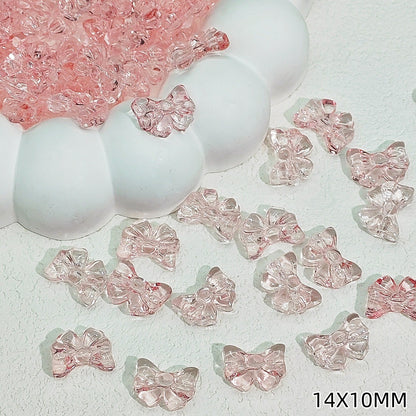 Sweet Bow Glass Beads 14mm Transparent Pastel Mixed Colors 50pcs 9