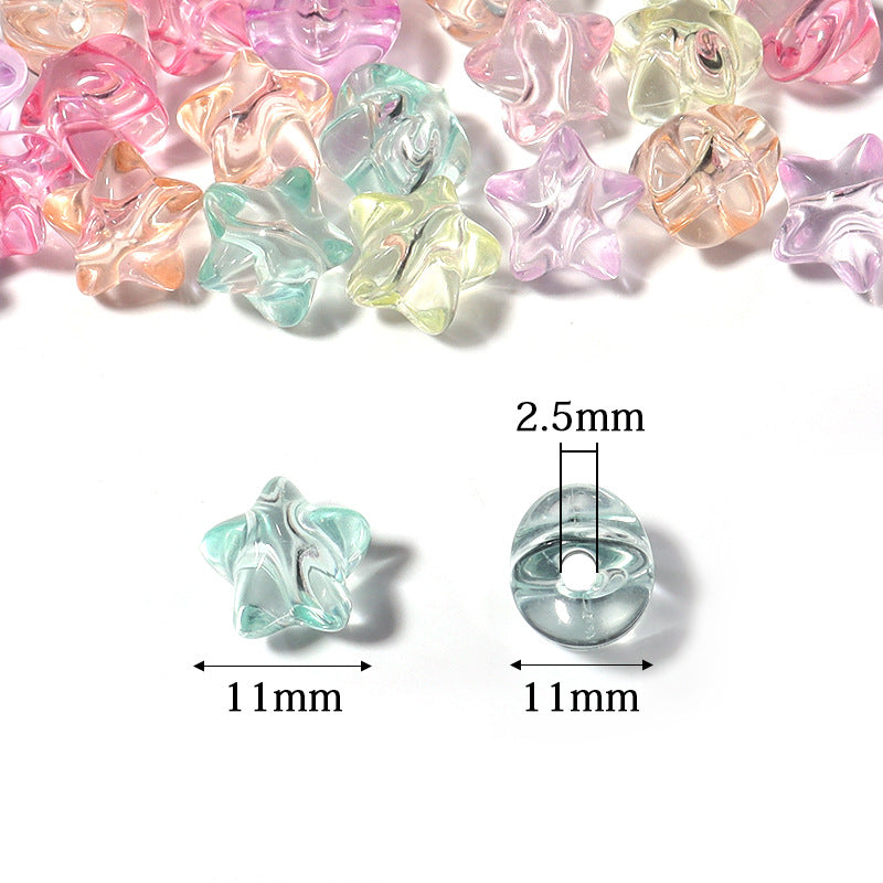 Transparent Star Acrylic Beads 11mm Pastel Colors 50pcs 3