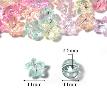 Transparent Star Acrylic Beads 11mm Pastel Colors 50pcs 3