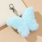 Plush Butterfly Keychain Soft Faux Fur Vibrant Colors Zinc Alloy 4