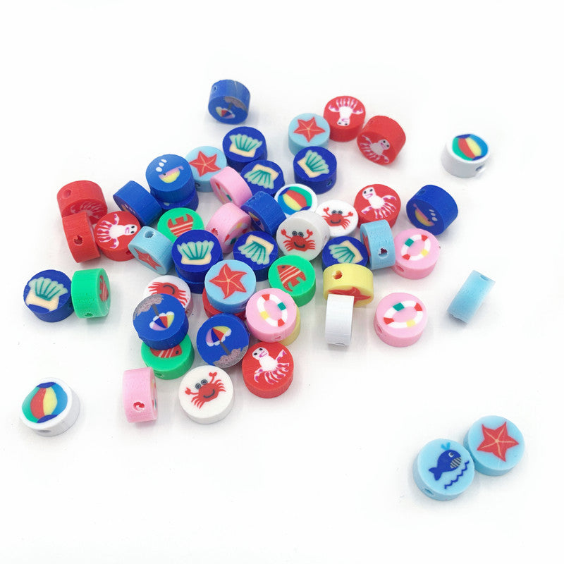 Animal and Plant Series Flat Clay Beads Colorful Polymer 100pcs 9