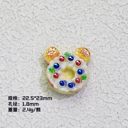 Plating Irregular Bear Bread Resin Beads Glossy Colorful 10pcs 10