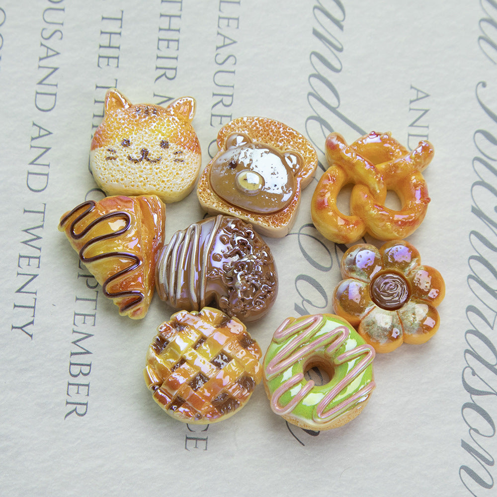 Bread Toast Series Resin Beads Whimsical Glossy Pastries 20pcs 3