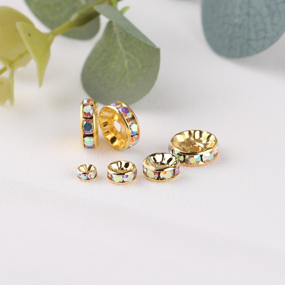 Brass Rhinestone Spacer Beads 4-12mm Sparkling Gold 300pcs 9