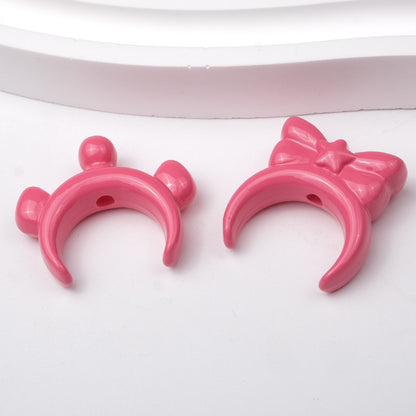 Glossy Painted Crescent Acrylic Beads 22-24mm Cartoon Hairband 50pcs 5