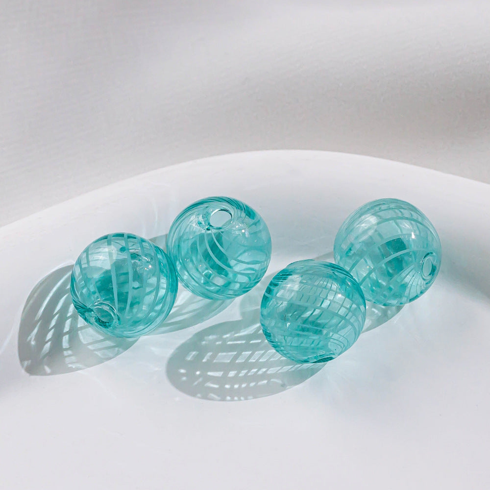 Swirl Pattern Blown Glass Beads 10-16mm Colorful Translucent 4pcs 20