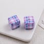 Baking Painted Square Acrylic Beads 14mm Plaid Colorful 50pcs 8