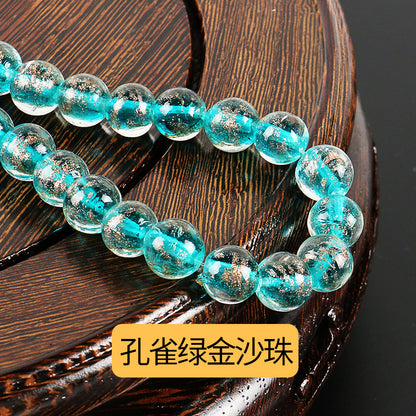 Lampwork Glass Beads Round 8-12mm Dyed Core Gold Foil 100pcs 15