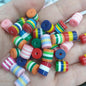 Striped Cylinder Cube Resin Beads 8-10mm Glossy Rainbow Colors 200pcs