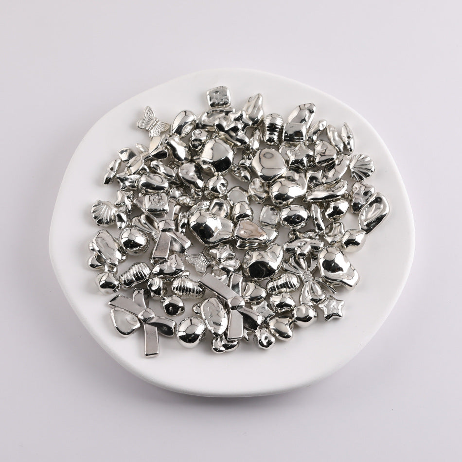 Silver Tone Irregular Shape CCB Plastic Beads 200pcs 5