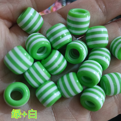 Striped Resin Beads 12mm Large Hole Multicolor Chunky 100pcs 23