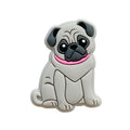 Silicone Focal Beads Pug Dog Sitting Pose with Pink Collar 20pcs 4