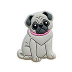 Silicone Focal Beads Pug Dog Sitting Pose with Pink Collar 20pcs 4