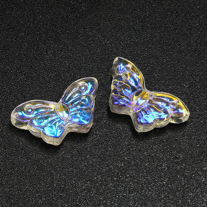 Electroplated Butterfly Glass Beads 8mm x 15mm Shimmering Colors 100pcs 12