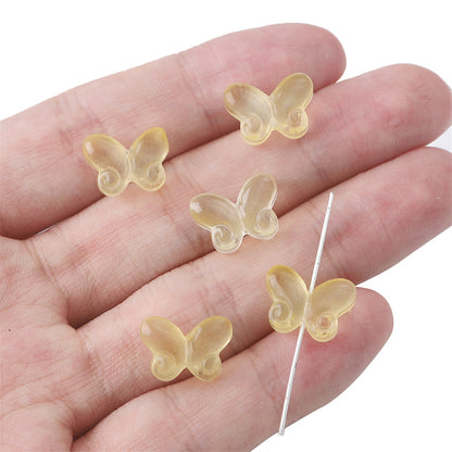 Transparent Butterfly Glass Beads 10x14mm Pastel Colors 20pcs 7