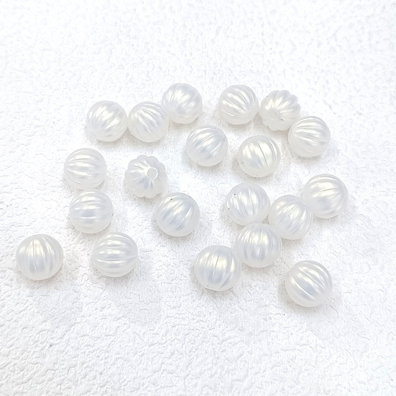 Pearl Lustre Striped Round Acrylic Beads 11mm 100pcs 7