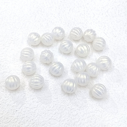 Pearl Lustre Striped Round Acrylic Beads 11mm 100pcs 7