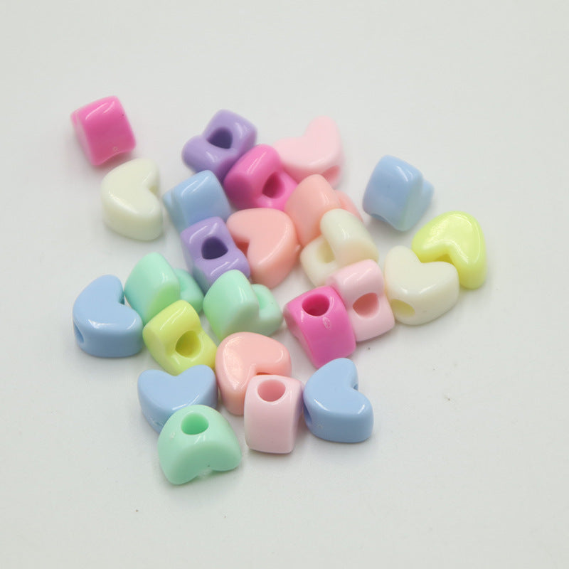 Macaron Colored Heart Acrylic Beads 12mm Large Hole Pastel 100pcs 2