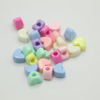 Macaron Colored Heart Acrylic Beads 12mm Large Hole Pastel 100pcs 2
