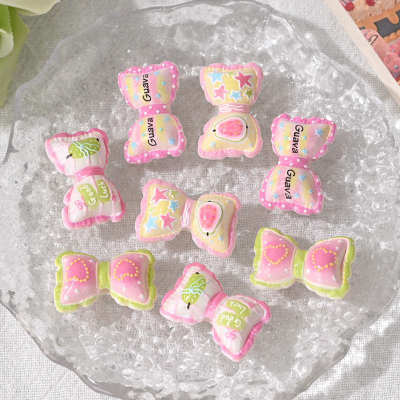 Sweet Pink Bow Acrylic Beads 21mm Decorative 10pcs 2