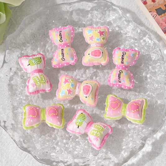 Sweet Pink Bow Acrylic Beads 21mm Decorative 10pcs 2
