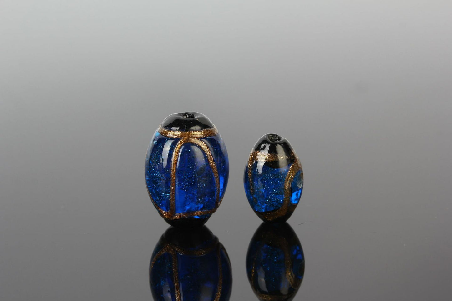 Vintage Glitter Oval Lampwork Glass Beads 11x16mm 10pcs 5