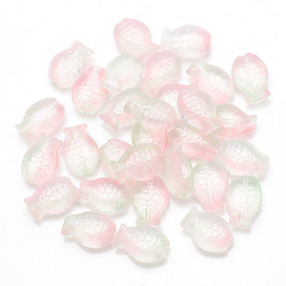 Electroplated Small Fish Glass Beads 10x14mm Translucent 30pcs 20