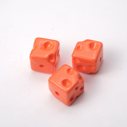 Painted Square Acrylic Beads 14mm Colored Baking Cheese Style 100pcs 11