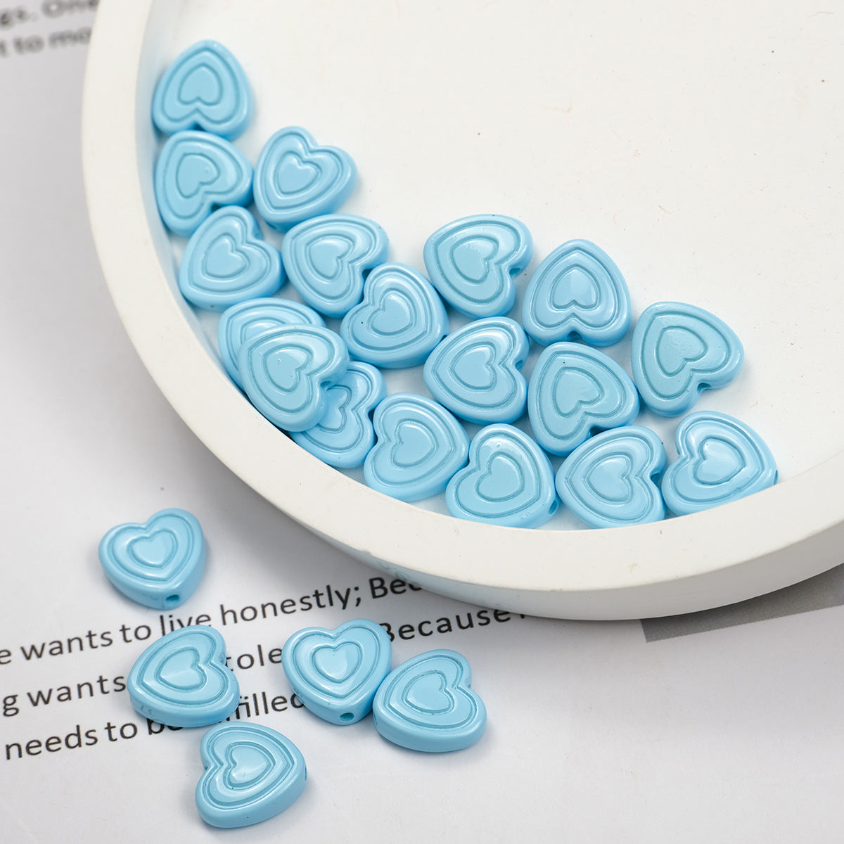 Mini Spiral Heart Acrylic Beads 11mm Colorful Mixed 50pcs 19