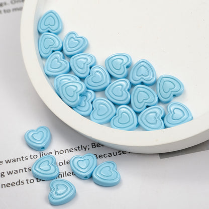 Mini Spiral Heart Acrylic Beads 11mm Colorful Mixed 50pcs 19