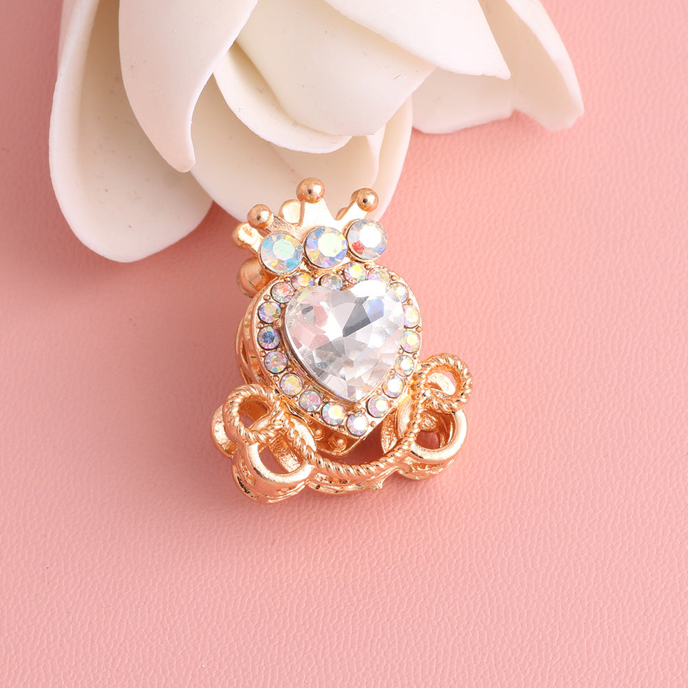 Heart Pumpkin Carriage Rhinestone Beads 28mm Alloy Pave Multi Color 5pcs 25
